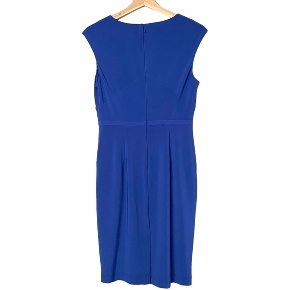 ADRIANNA PAPELL Cobalt Blue Stretch & Draped Special Occasion Dress Size 6 - Picture 4 of 11